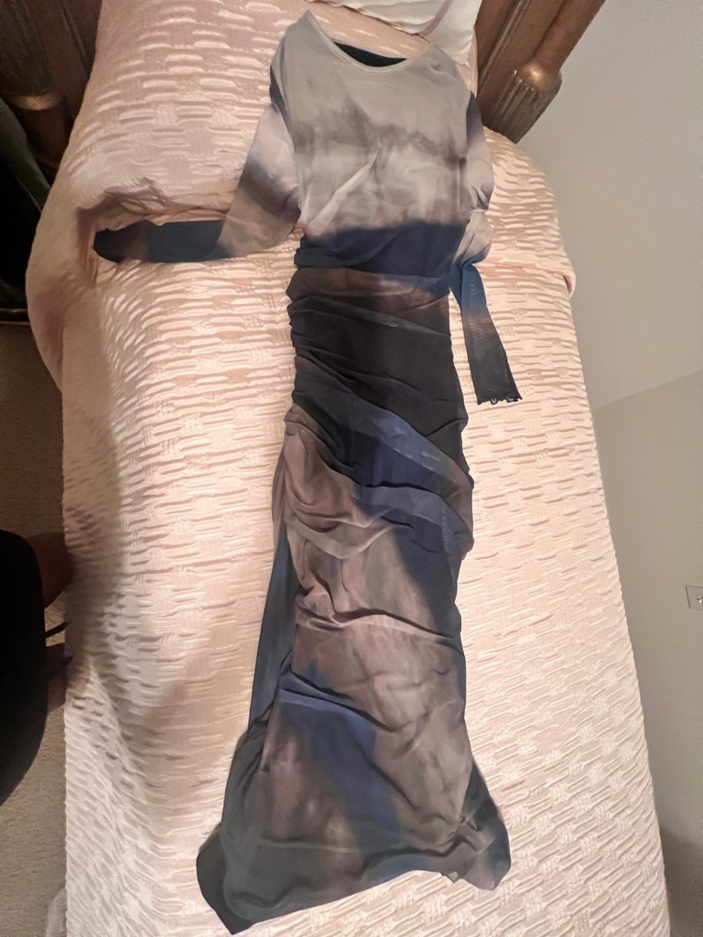 Elegant Blue-Grey Ombre Long Dress